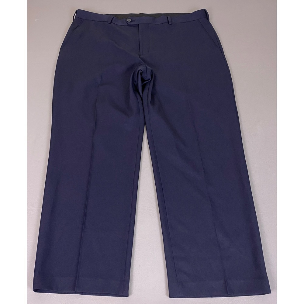 IZOD Dress Pants Slacks Men's 40x30 Navy Blue Flat Front Polyester Regular Fit